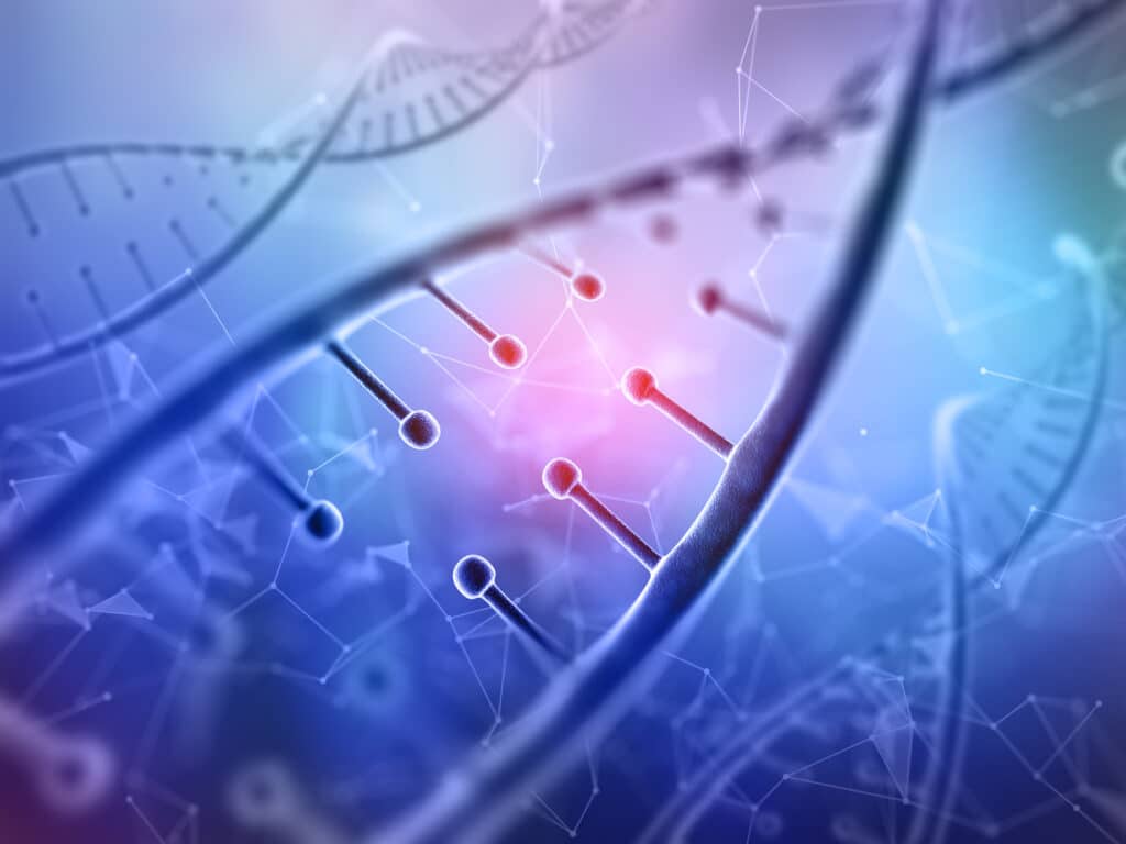 3D medical background with DNA strand graphic